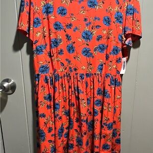 Old Navy Floral Dress Women’s 14 Orange with Blue NWT